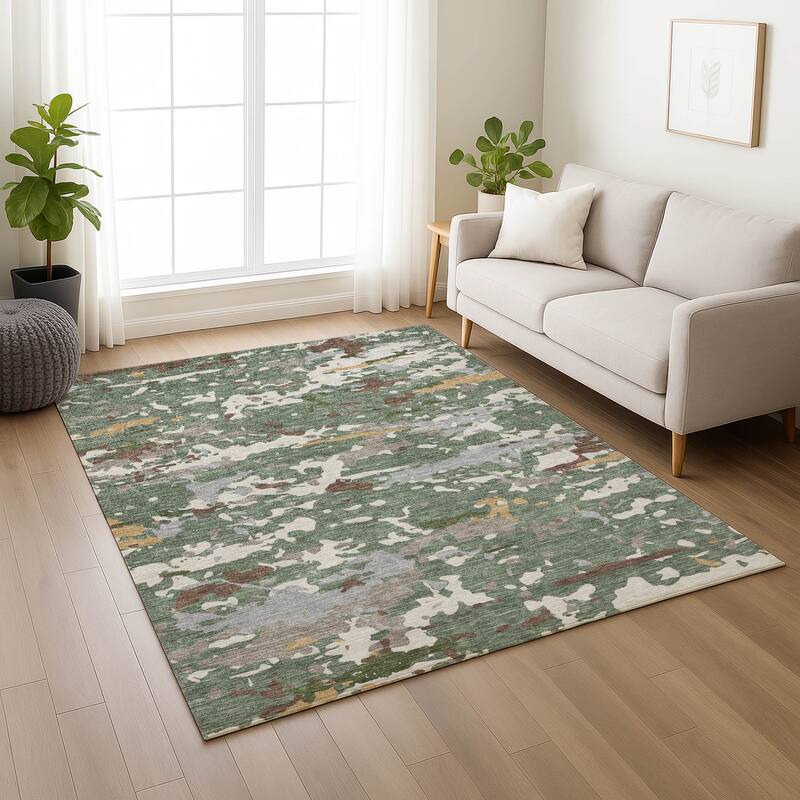 Machine Washable Indoor/ Outdoor Modern Calhan Chantille Rug