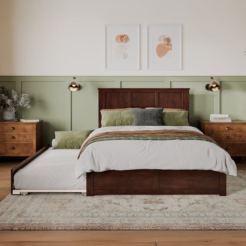 AFI Madison Platform Bed with Footboard & Twin XL Trundle