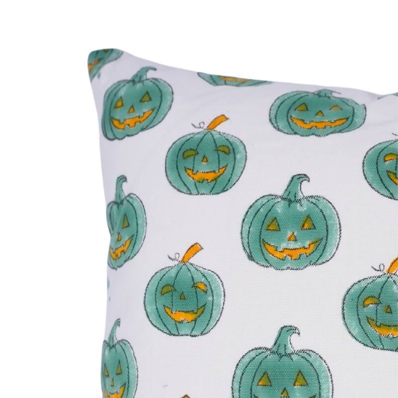 Fabdivine Handmade Block Print Cotton Green Pillow Cover, Pumpkin