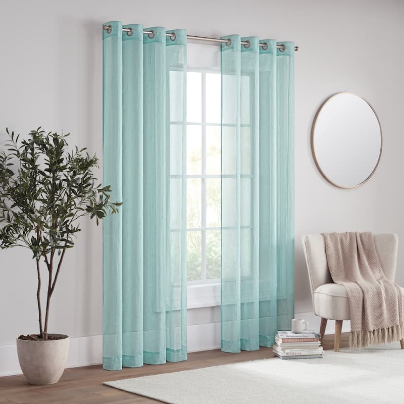 Eclipse Emina Crushed Sheer Voile Grommet Curtain Panel.