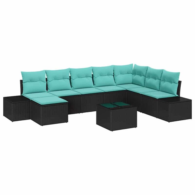 vidaXL 9 Piece Garden Sofa Set with Cushions - 125.6×82.3×27.2