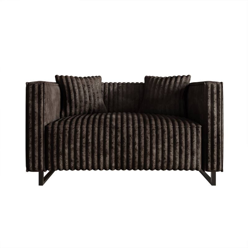 CraftPorch Mid Century Modern Upholstered Loveseat - N/A - Brown
