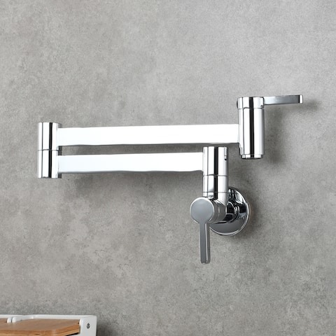 Chrome Foldable Faucet Double Handles Cold Water Kitchen Tap