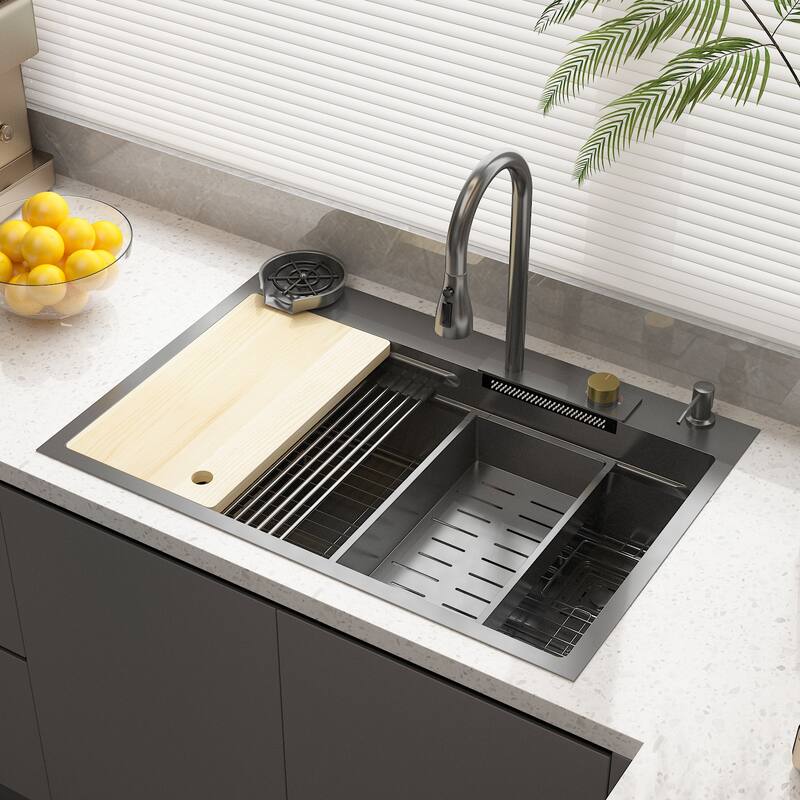 Single Bowl Kitchen Workstation Sink w/Accessories Kit 9 Accessories