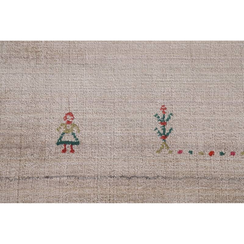 Tribal Gabbeh Indian Area Rug Hand-Knotted Wool Carpet - 8'1"x 9'10"