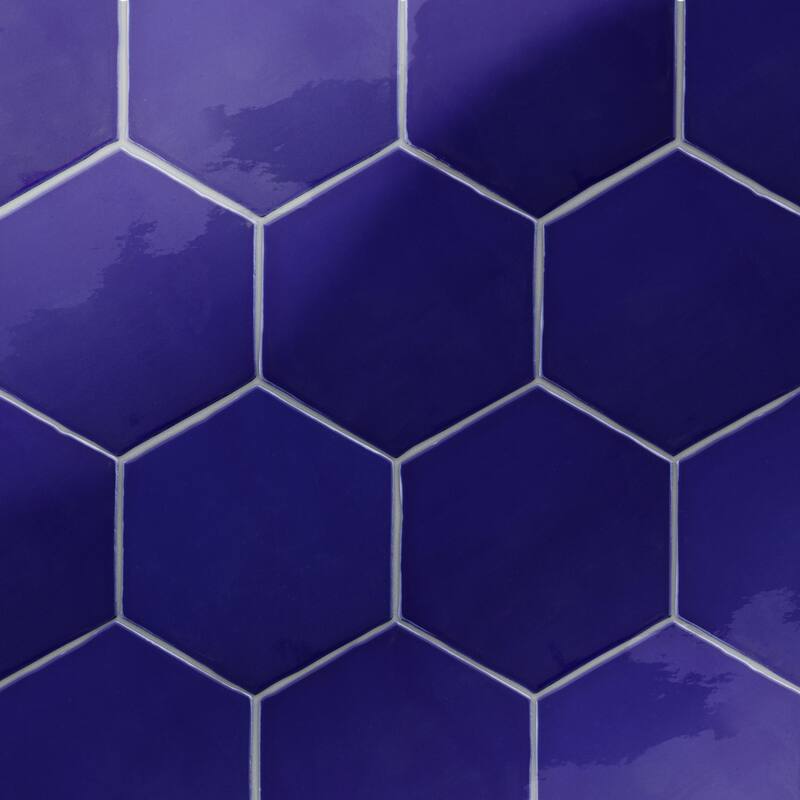 Merola Tile Viva Hex Azul 5-7/8" x 6-3/4" Ceramic Wall Tile