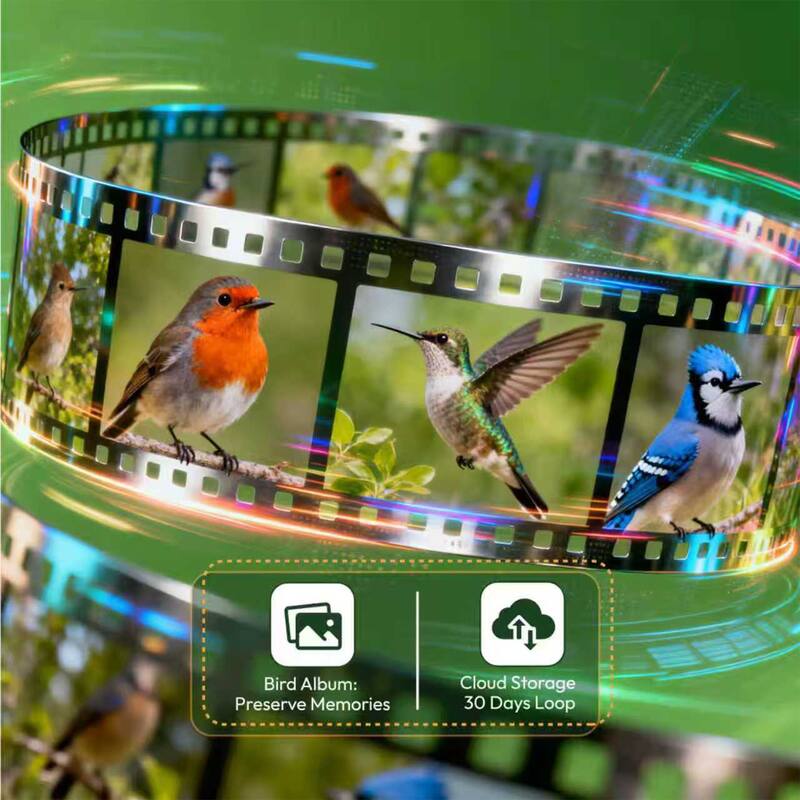 Smart Solar Bamboo Bird Feeder with Camera and AI Identify Bird Species - 9.8" W x 9.57" D x 7.87" H