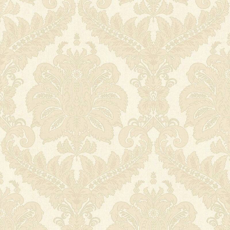 Galerie Wallcoverings Ornamenta Collection Traditional Damask Matte Finish Vinyl on Non-woven Wallpaper Roll - 33-feet long x 21-inches wide - Beige Cream