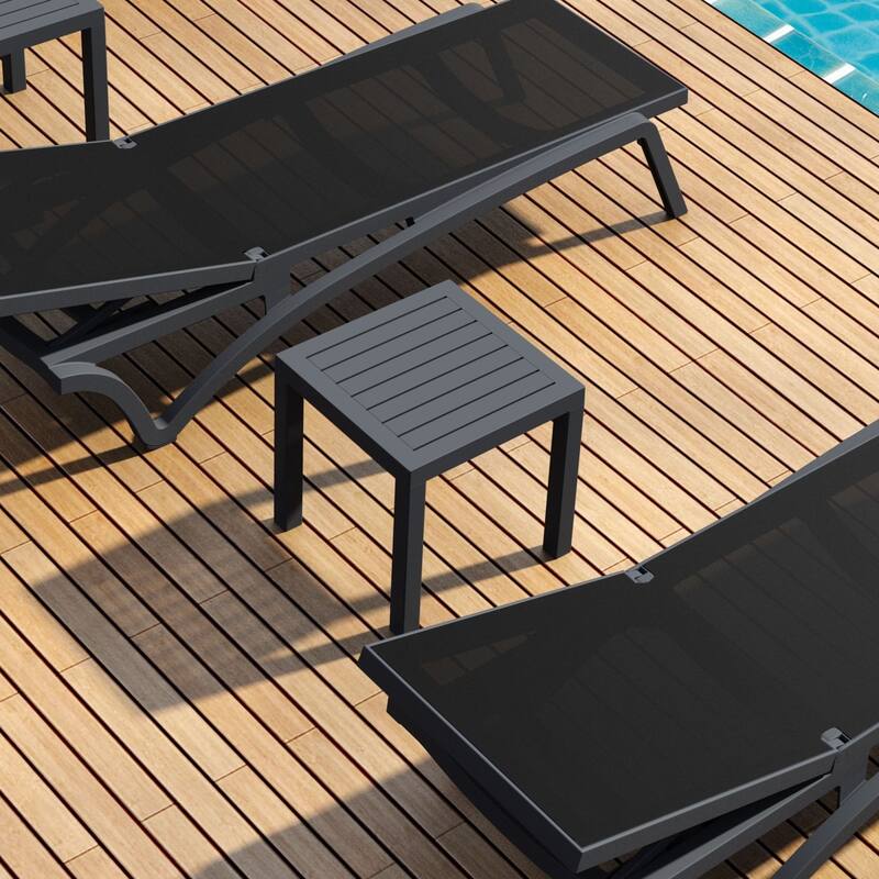 18" Dark Gray Patio Square Resin Side Table with Drain Hole