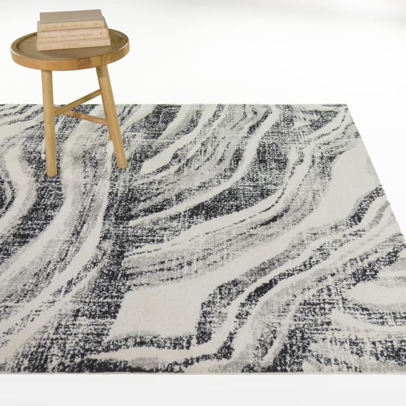 Julio Wavy Abstract Area Rug - 7'10" x 10' - Brown
