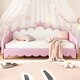 preview thumbnail 2 of 25, Modern Upholstered Princess Daybed wCrown Headboard & LED Lights, Twin to Size Extending Daybed Sofa Bed, Guest Bed