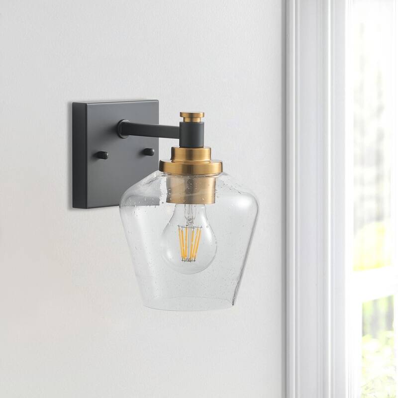 Modern 1-Light Matte Black Wall Sconce Fixture with Clear Glass Shade