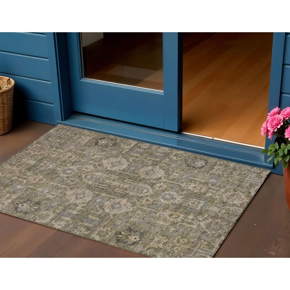 HomeRoots Oriental Traditional Rectangle Outdoor Rug