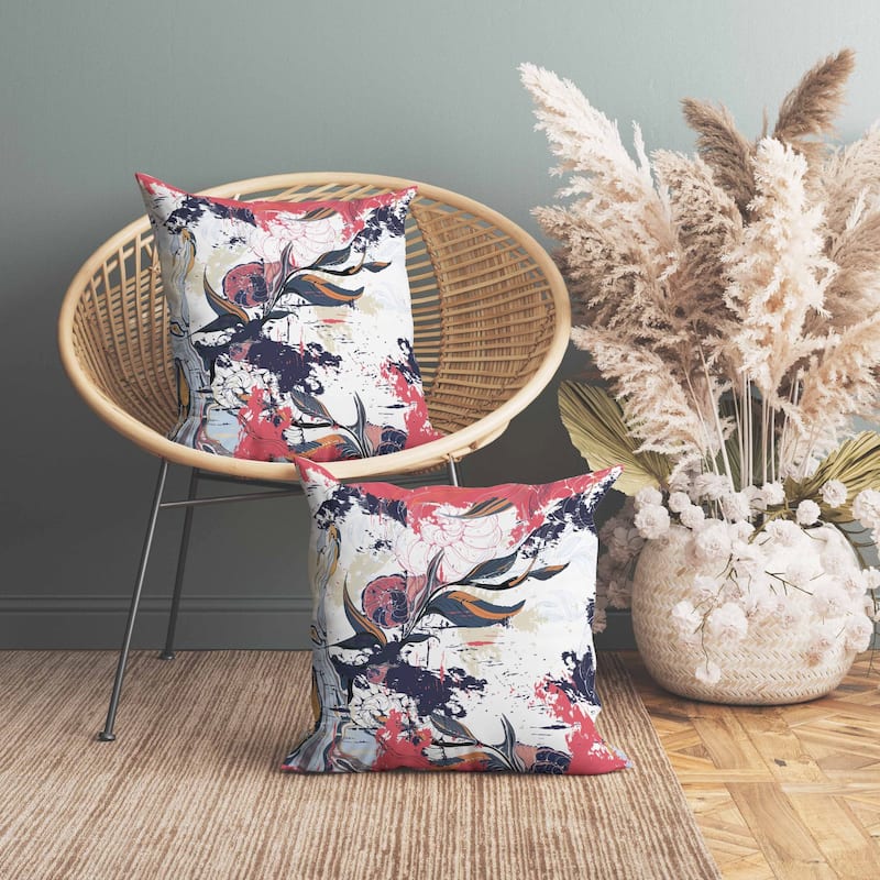 Leaf Lurker Indoor/Outdoor Reversible Throw Pillow Blue and Pink