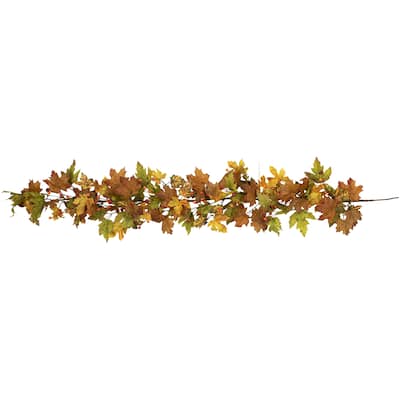 5' x 8" Maple Leaves Berries Artificial Fall Harvest Garl, Unlit