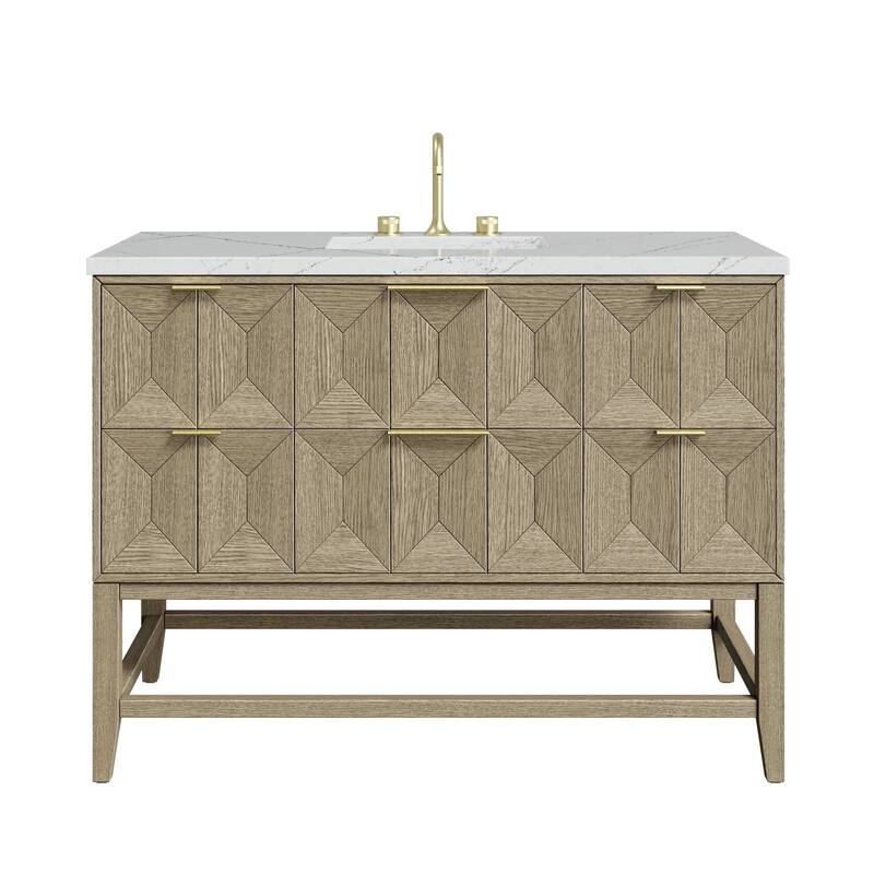 James Martin Vanities D100-V48-3ENC Emmeline 48" Single Basin Ash Wood - Pebble Oak - Oak Finish
