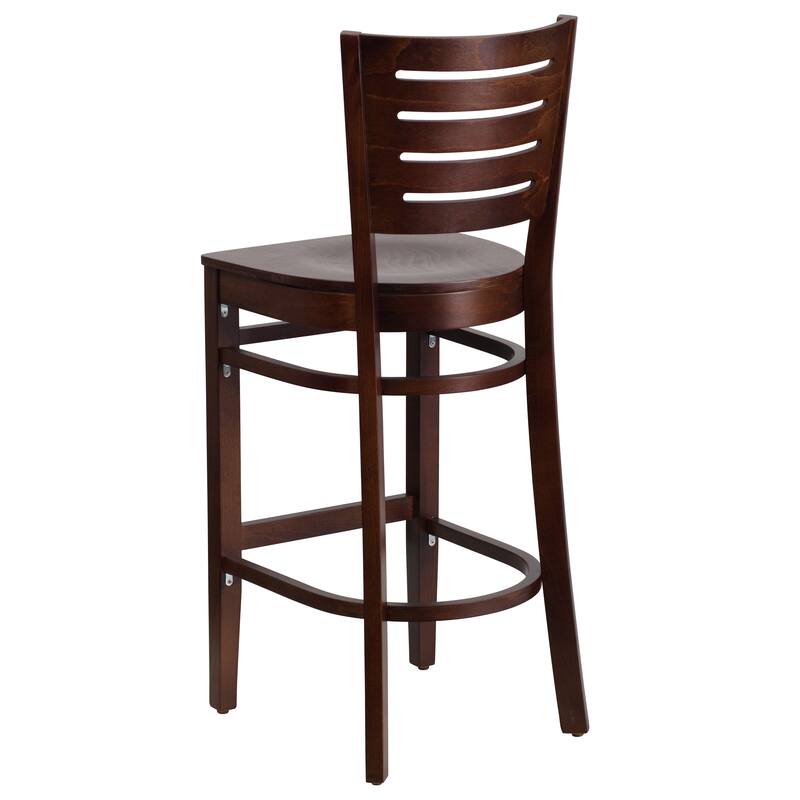 2 Pk. Darby Series Slat Back Wooden Restaurant Barstool - 16.75"W x 18"D x 43.5"H - 16.75"W x 18"D x 43.5"H