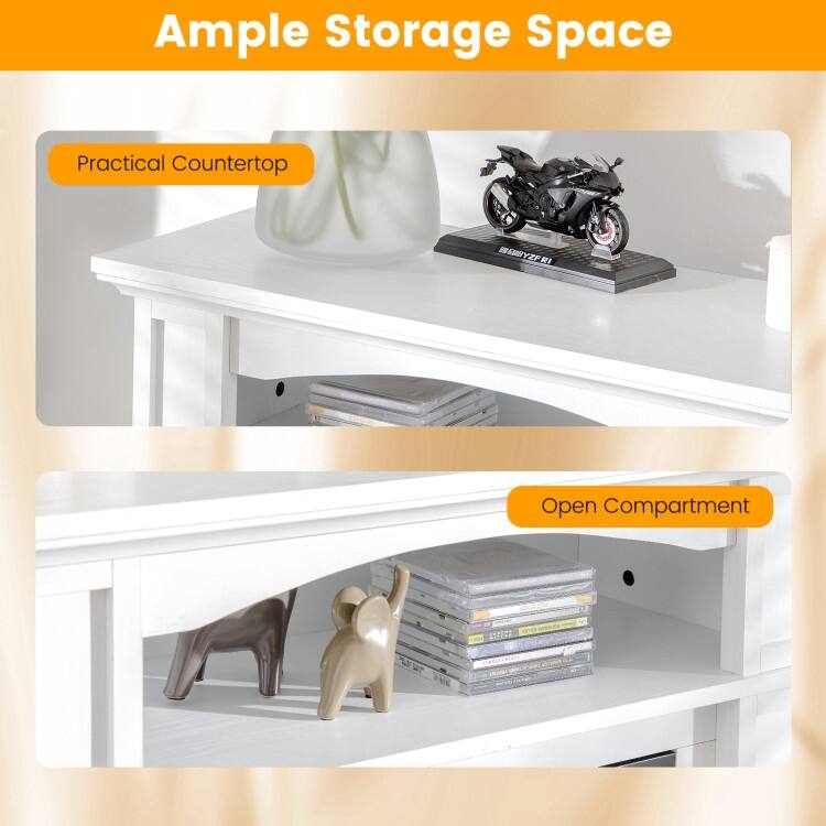 32 Inch 1400W Electric TV Stand Fireplace with Shelf - 13" x 32" x 31"(L x W x H)