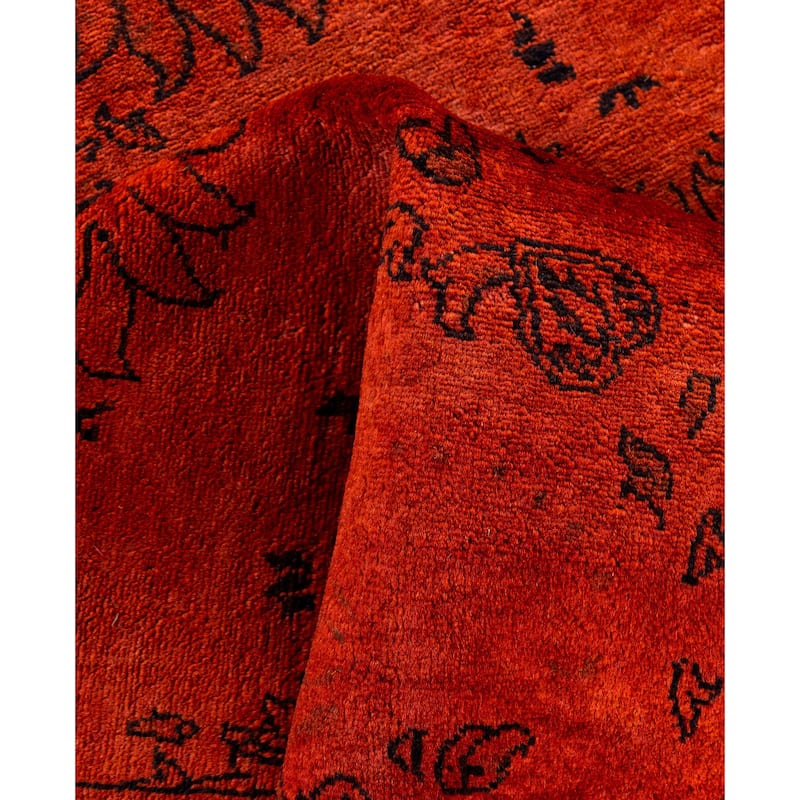 Overdyed One-of-a-Kind Hand-Knotted Area Rug - Orange - 4' 9" x 6' 10"