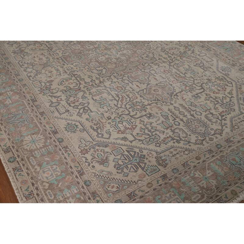 Geometric Tabriz Persian Area Rug Living Room Hand-Knotted Wool Carpet - 8'0"x 10'10"