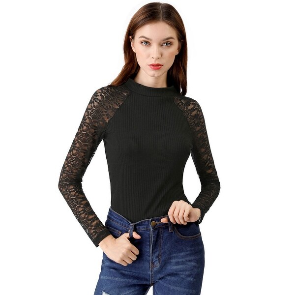 Turtleneck with lace sleeves Clearance
