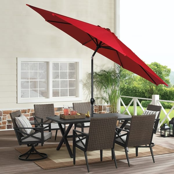 11 round patio umbrella tilting 11' Auto Tilt Market Umbrella  Cape May Wicker