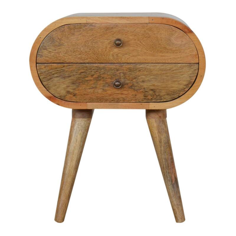 HomeRoots 21" Light Brown Solid Wood Oval Two Drawer Nightstand