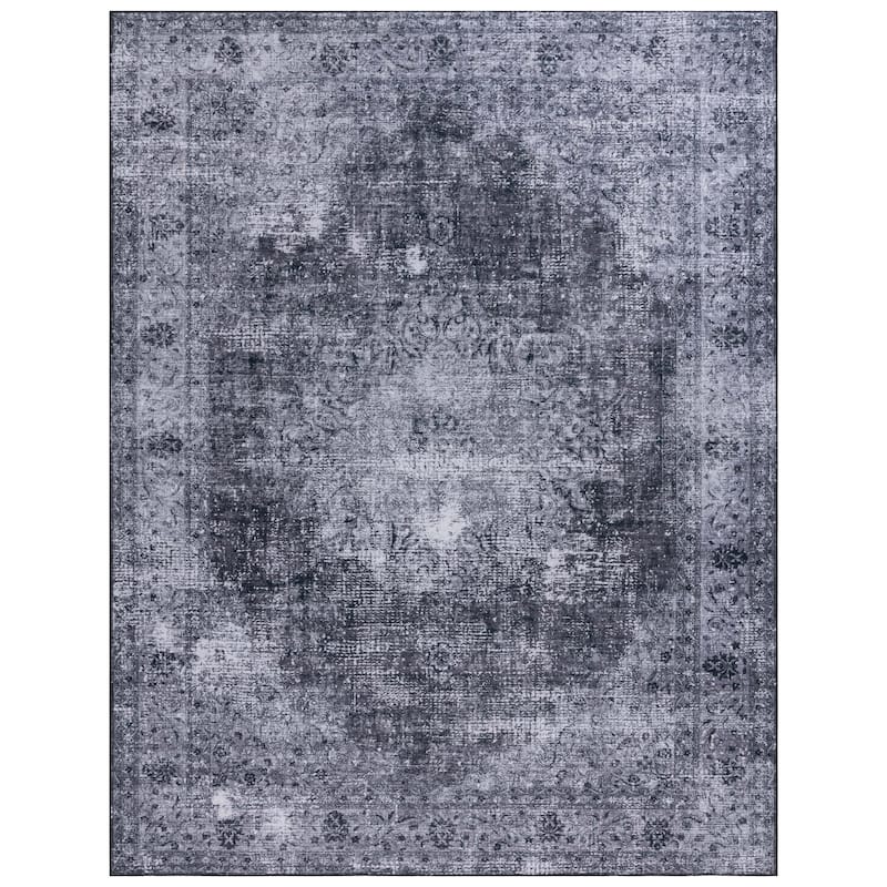 SAFAVIEH Tucson Machine Washable Slip Resistant Genny Oriental Distressed - 10' x 14' - Black/Grey - Rectangle