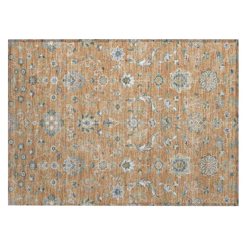 Machine Washable Indoor/ Outdoor Traditional Basalt Chantille Rug