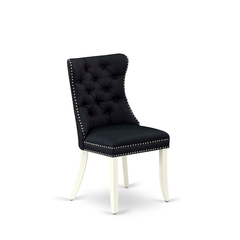 Parson Dining Chairs Set of 2 - Linen Fabric Upholstered Chairs with Nailhead Trim - Modern Kitchen Chairs