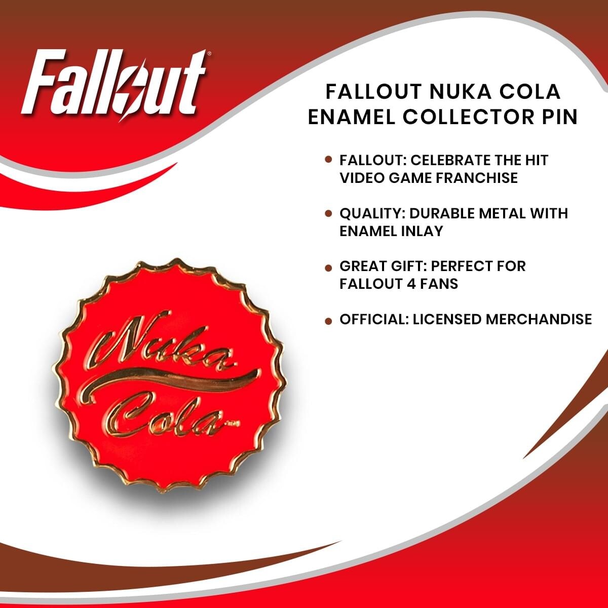 Shop Fallout Nuka Cola Enamel Collector Pin White Overstock 19404826