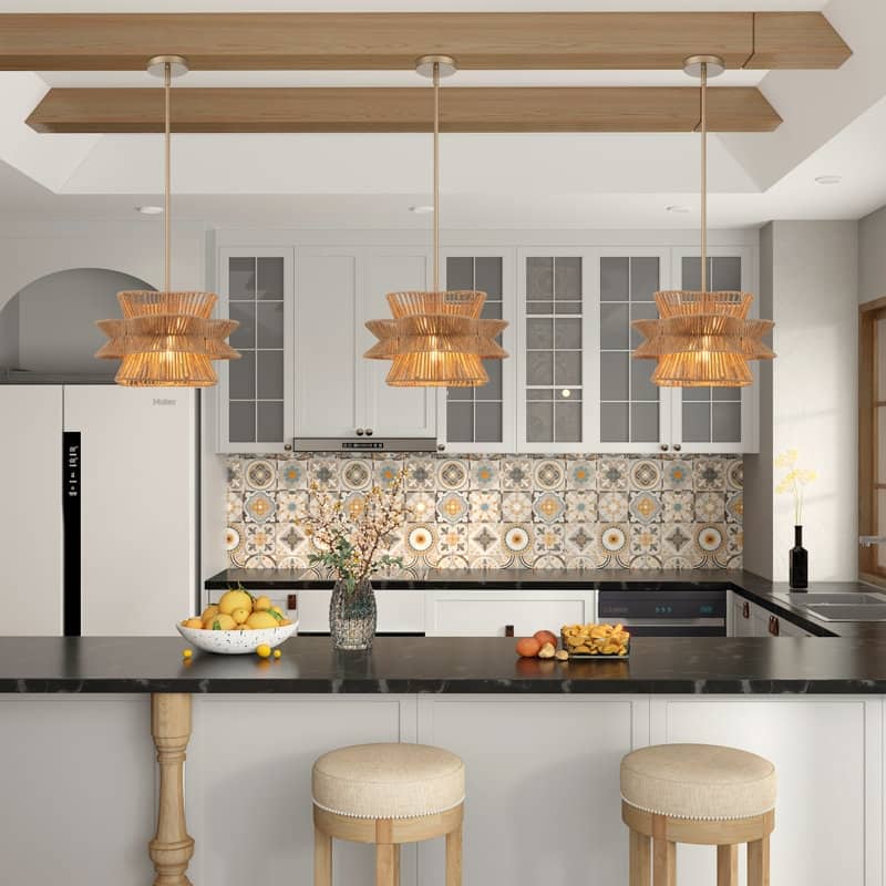 Acroma 1-light Farmhouse Coastal Woven Chandelier for Dining Room - 16'' D * 61'' H