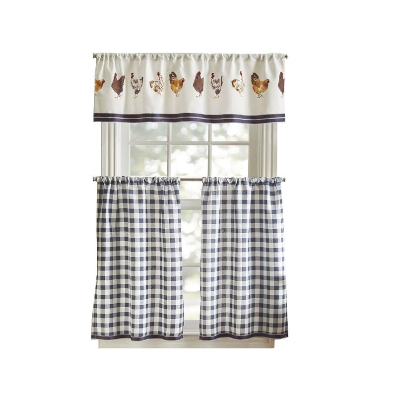 Martha Stewart Chickens 3pc Valance & Tiers Set
