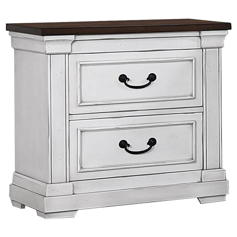 Hillcrest 2-drawer Nightstand Distressed White - Distressed White