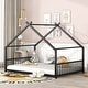 preview thumbnail 1 of 5, Full Size Metal House Bed, Black