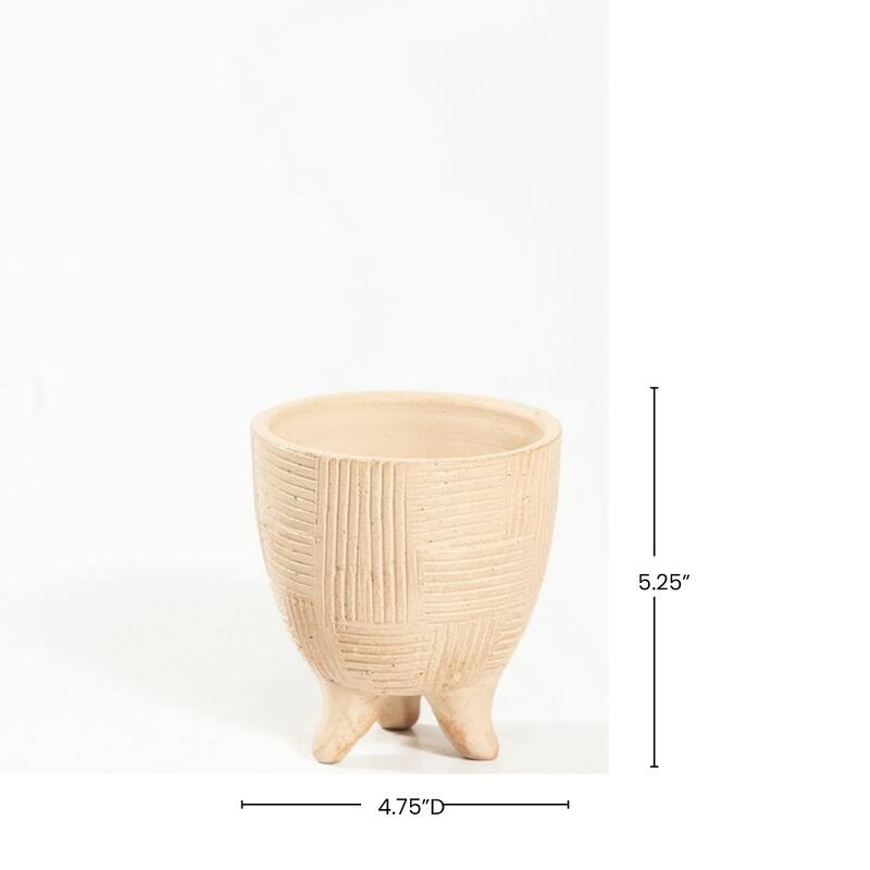 Small Abstract-Style Pot Standing Planter - 5.25" - Beige