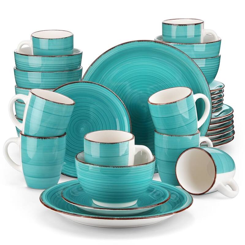 vancasso 32-Piece Exquisite Stoneware Dinnerware Set (Service for 8) - Turquoise