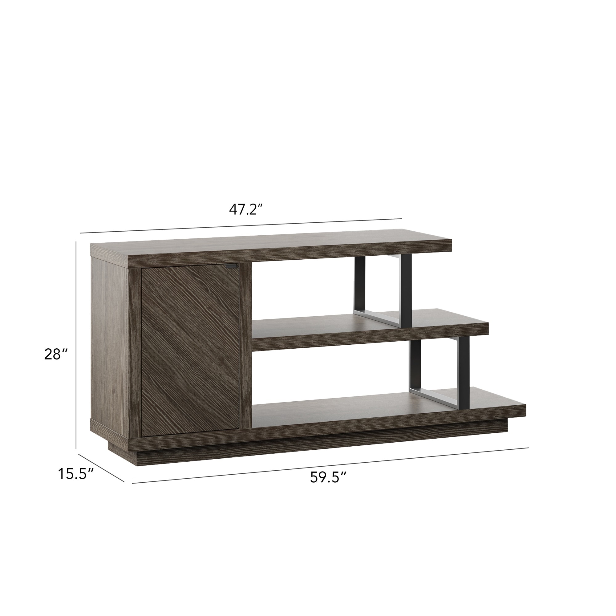 Asymmetrical TV Stand for 55" TVs with Storage