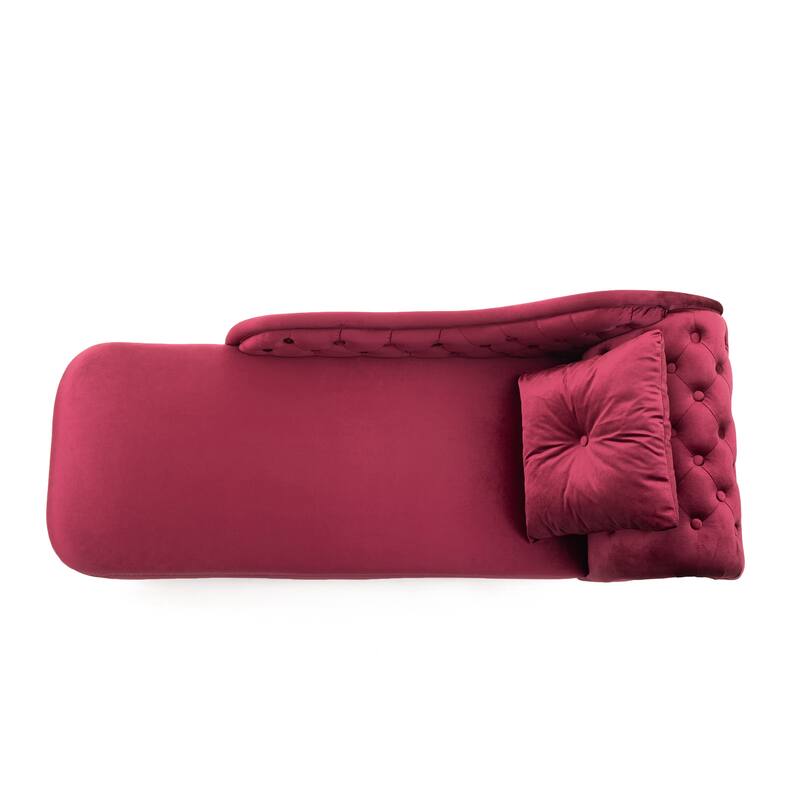 Christopher Knight Home - Bressi Modern Velvet Upholstered Chaise Lounge with Tufted Backrest, Nailhead Trim & Pillow