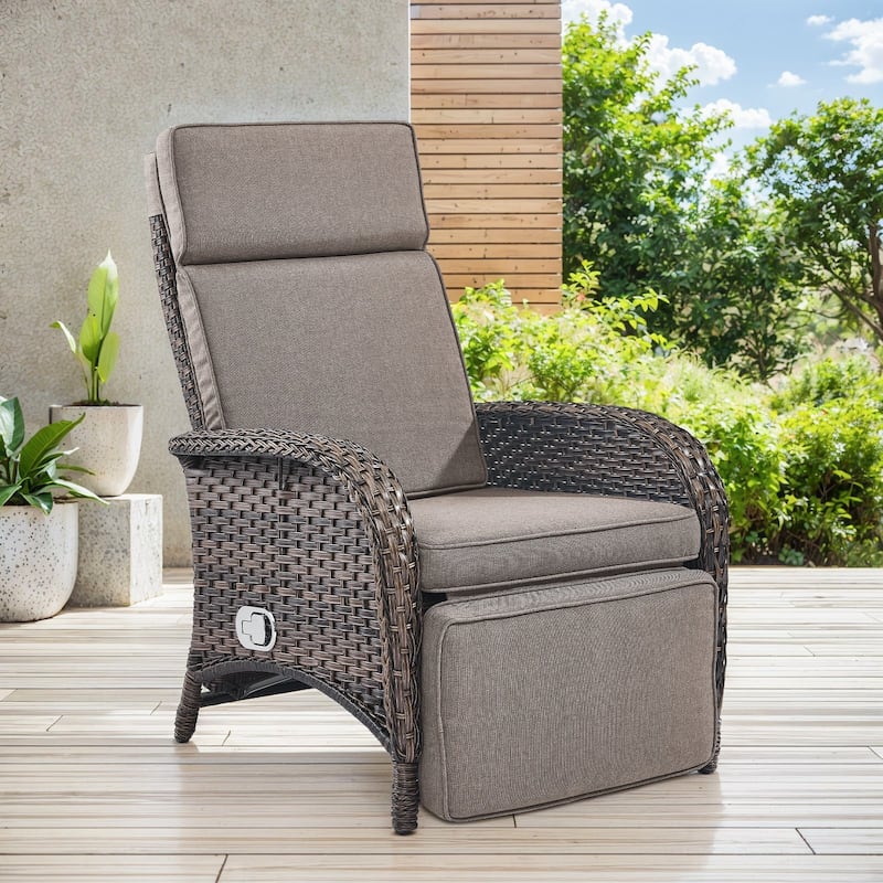 Outdoor Chaise Lounge Chair Adjustable 6-Position - Grey