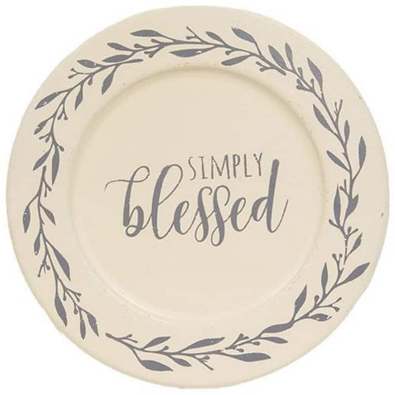 Wooden Always Grateful Floral Plates with Distressed Finish, 3 Asstd - 8.50” L x 8.50” W x 0.50” H