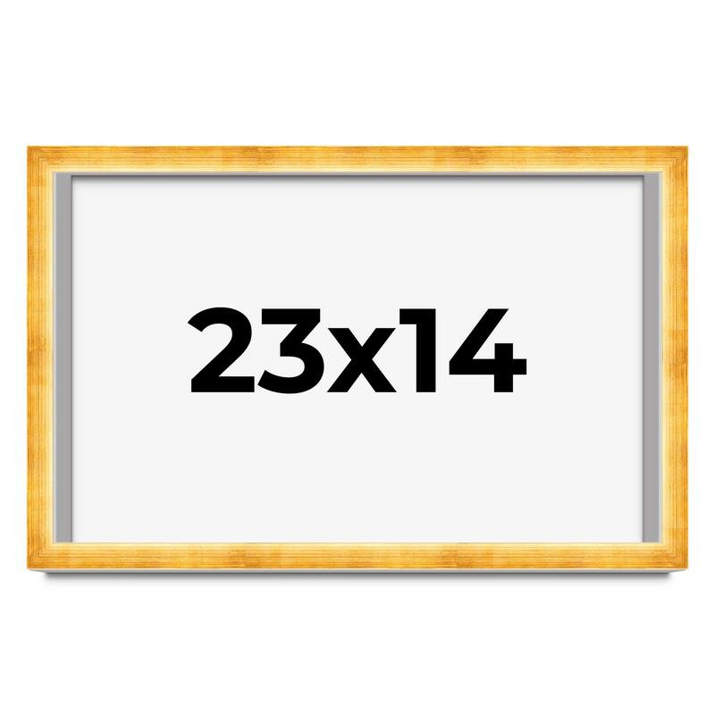 23x14 Shadow Box Frame Gold | 1.625 Inches Deep Real Wood Traditional