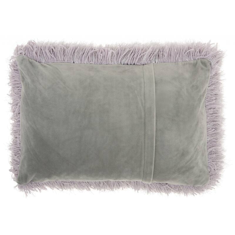 HomeRoots 14" X 20" Slate Gray Faux Fur Throw Pillow