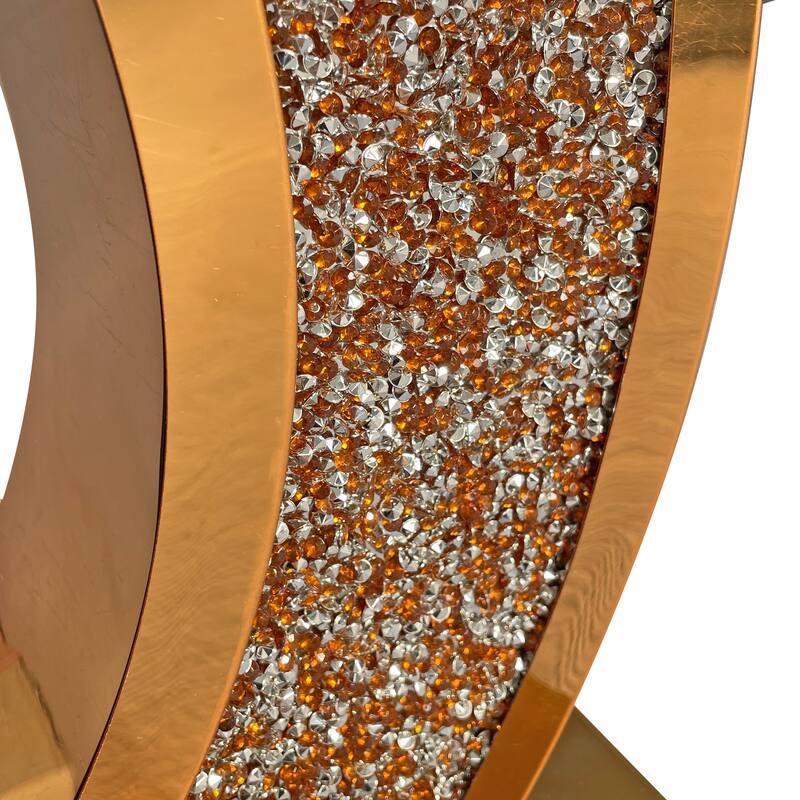 Mirrored Console Table With Crushed diamond Inlay, Long Entryway Sofatable, 0-Shaped Base Modern Accent Narrow Table