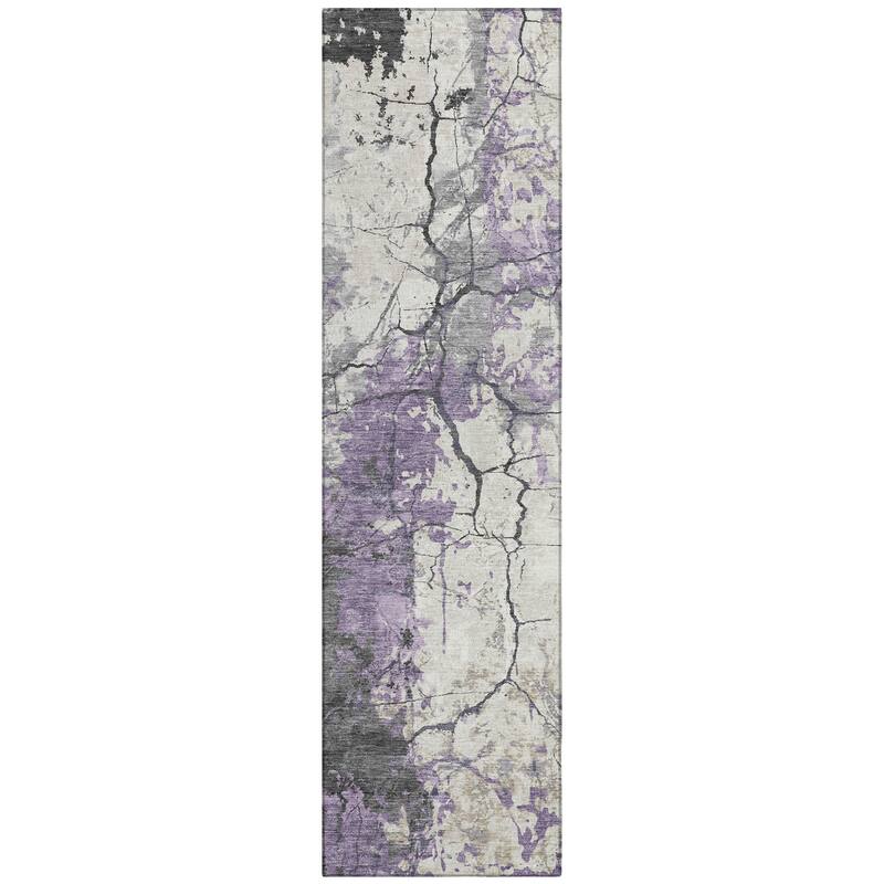 Machine Washable Indoor/ Outdoor Modern Crackle Chantille Rug