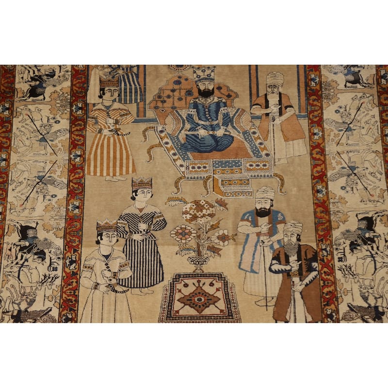 Pre-1900 Antique Vegetable Dye Kashan Mohtasham Persian Rug - 4'9"x 6'10"