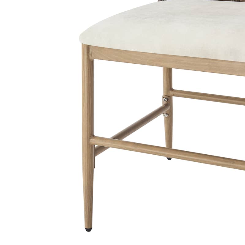 Christopher Knight Home - Marlowe Upholstered Armless Barstool with Iron Frame and Rattan Back (Set of 2)