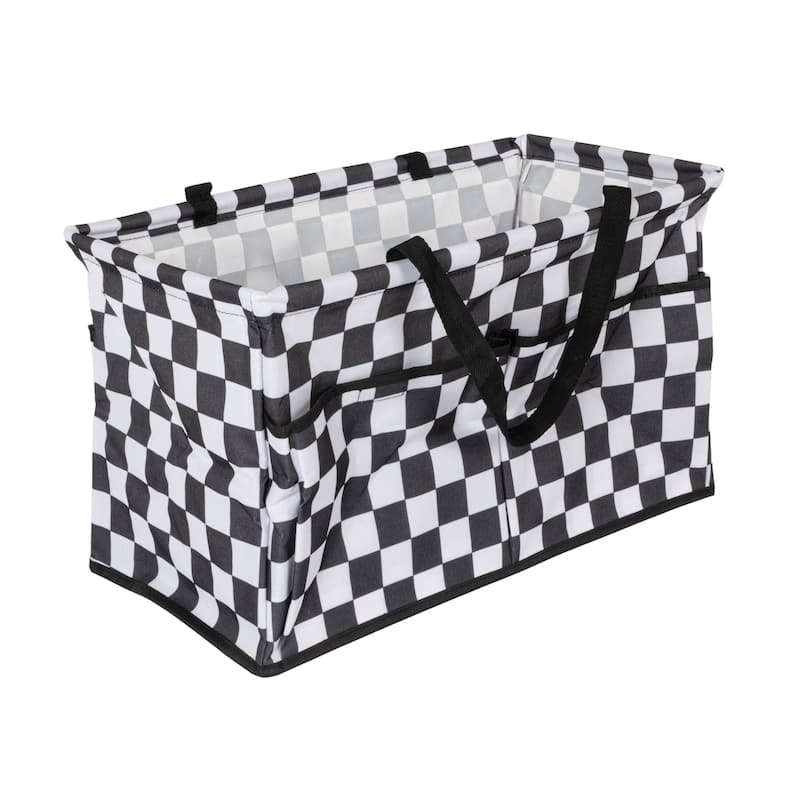 Krush Container All-Purpose Utility Tote with Pockets - 22.05"L x 11.02"W x 12.99"H - Checkerboard