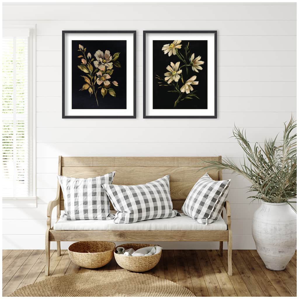 Kate and Laurel Moody Floral 4 & 7 2 Piece Framed Wall Art Print Set by Annie Quigley