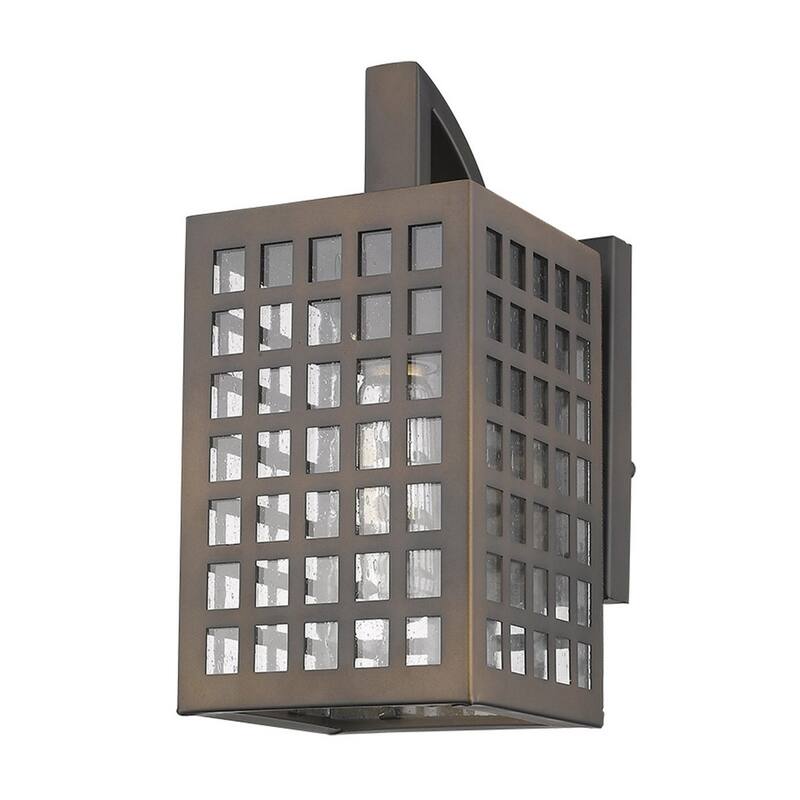 Outdoor Wall Flush Mount 1-Light with Glass Shade and Steel Wet Rated Fixture LED A19 Compatible - 10.75" H x 5" W x 7" D